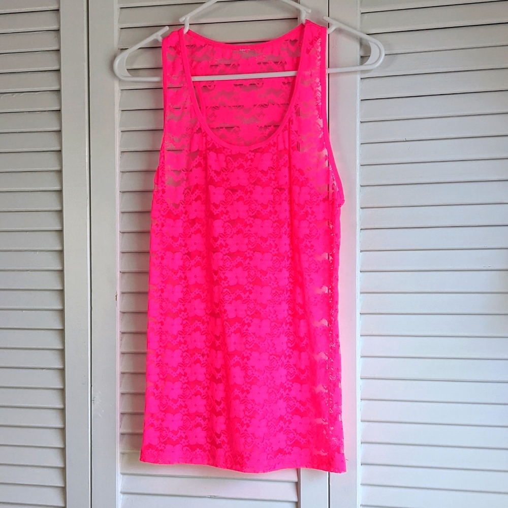 2 Sheer Floral Racerback Stretchy Tanks
